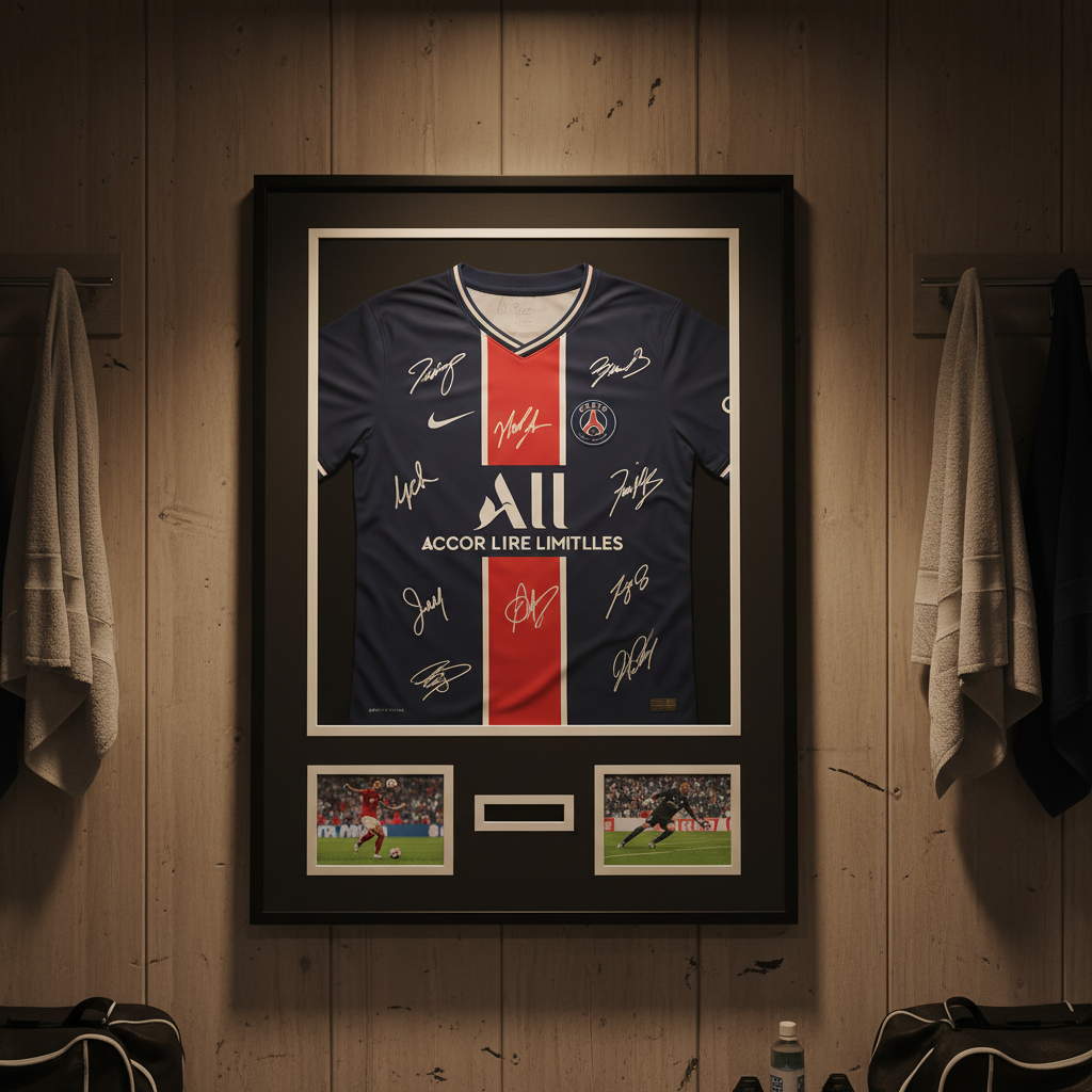 Cadre aluminium 60x80 pour encadrer un maillot de football ou un T-shirt souvenir avec verre acrylique protecteur.