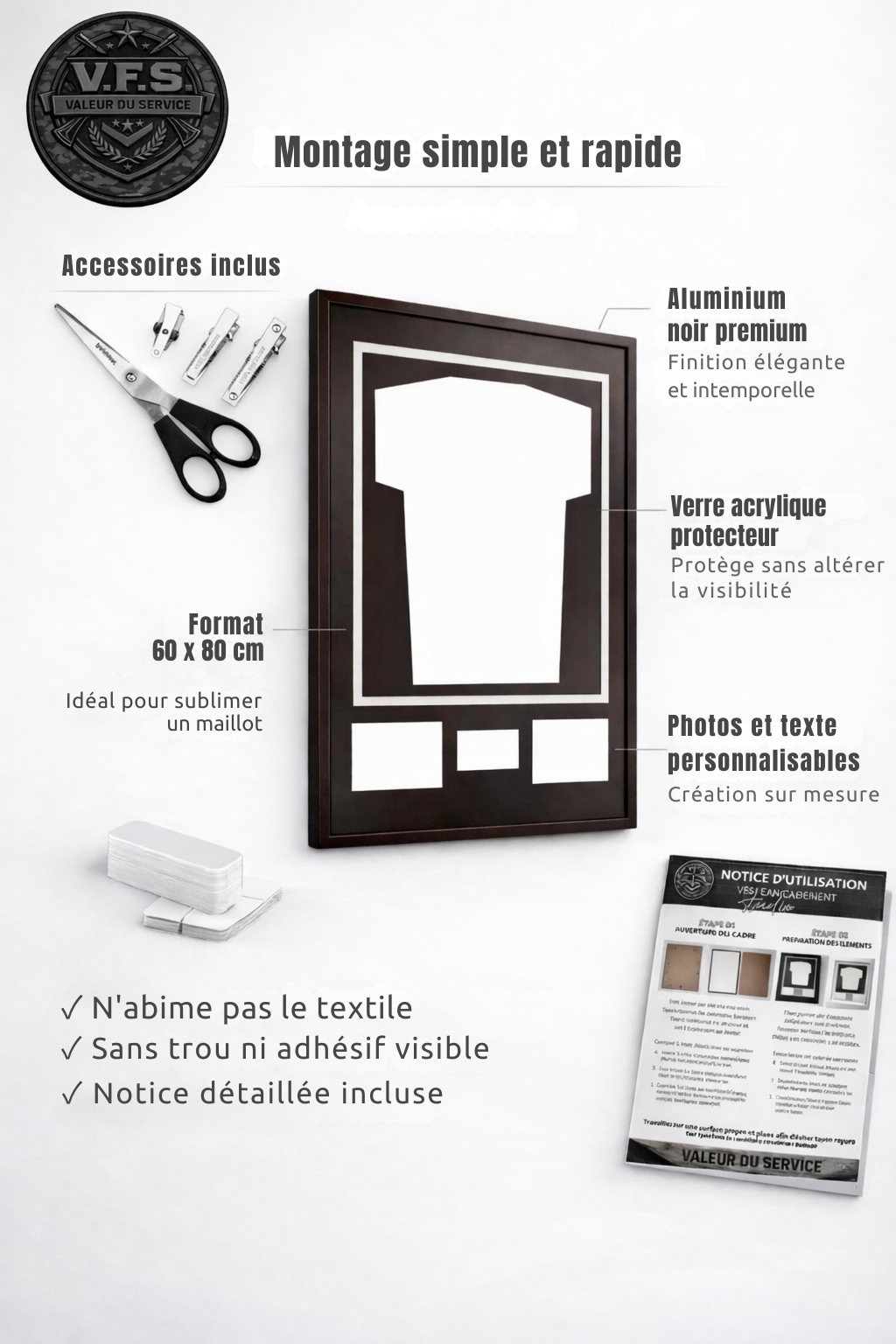 Schéma explicatif pour encadrer un t-shirt dans un cadre 